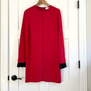 Victoria Beckham Red Pleat Cuff Dress